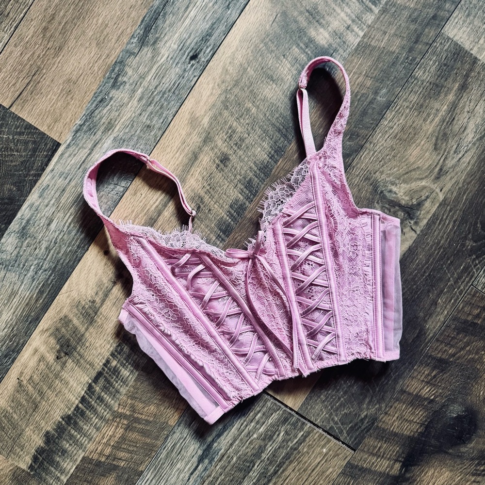 Sz S Victoria's Secret Pink Lace Corset Bralette